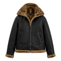 Chaqueta de aviador de piel de oveja auténtica para mujer, con capucha y ribete de piel de zorro, abrigo de piloto tipo bomber de cuero, ropa exterior personalizada de primera calidad