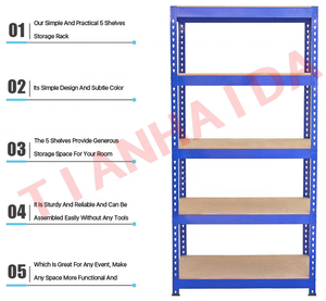 Estantes de almacenamiento apilables para tiendas minoristas sin pernos de 5 niveles, estantes de acero, stock de exhibición resistente para estanterías de almacén - Product Image 5