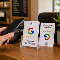 Carte de contrôle d'accès programmable NTAG213 13,56 MHz, carte Google Review en plastique, puce RFID personnalisée pour réseaux sociaux, PVC étanche, lecture/écriture