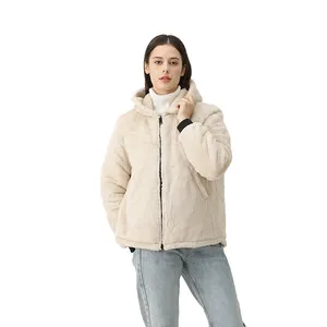 LULUSEN 2023 kış Varsity rahat lüks Sherpa polar ceket Hoodie kadınlar için sıcak kazık kumaş ceketler