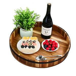 2024 Acacia rond pouf plateau de nourriture paresseux Susan organisateur avec base rotative pour servir café thé petit déjeuner Table à manger - Product Image 1