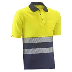 Polo - HVS740YDN S Belfast - Colore: Giallo fluorescente/blu - Tessuto sportivo "Eye Bird". Traspirante, assorbe l'umidità. - Product Image 2