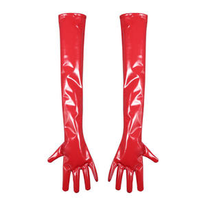 Jouet adulte Faux Latex gant à manches longues femmes mitaines caoutchouc fétiche noir Sexy <span class=keywords><strong>gants</strong></span> longs pour Club Cosplay - Product Image 6