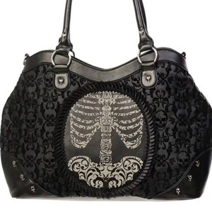 Borsa a Tracolla Diablo Gothic Punk Lolita in Poliestere con Zip Vintage, Pizzo Floccato e Motivo <span class=keywords><strong>Teschio</strong></span> - Product Image 1