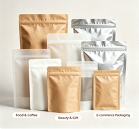 Pochette autoportante en papier kraft biodégradable imprimée numériquement sur mesure avec fermeture éclair refermable pour l'emballage de café, d'aliments et de collations