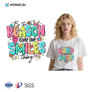 Stiker pola huruf berwarna desain Transfer panas tekan Hongcai Kertas vinil Transfer panas Untuk kaus/topi/tas - Product Image 1