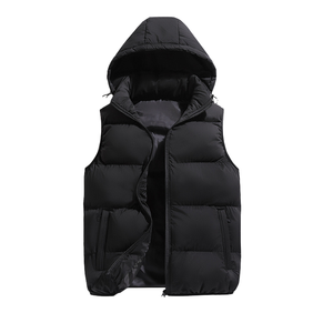 Gilet matelassé en coton avec logo personnalisé pour homme, coupe-vent d'hiver, fermeture éclair, sans manches, vestes d'hiver, gilet matelassé court pour homme - Product Image 3