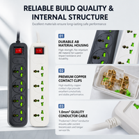 Stop Kontak 4 Lubang Universal, Kabel Ekstensi Multi-Outlet Custom 2M, Steker Serbaguna, Ekstensi Daya Bengkel
