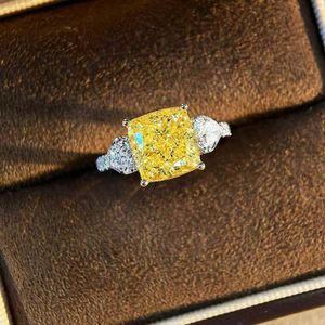 IGI 9k 18k Lab Grown Diamond Luxury 4ct <strong>Cushion</strong> Cut Women's <strong>Wedding</strong> Engagement Yellow Filled Diamond <strong>Ring</strong> 6g Gold Hot-selling - Product Image 1