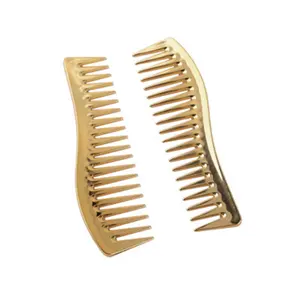 Custom Logo Multi Functional Travel Eletro Plated Rose Gold 2 Side Wide Tooth Hair Comb For Salon Barber Use