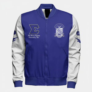 Phi Beta Sigma 1914 Blue Satin Varsity Jacket Greek Fraternity Big Sigma Custom College Apparel Outerwear - Product Image 1