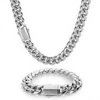 Chaîne en bambou à maillons ronds à fermoir à ressort, style hip-hop euro-américain, collier tendance pour homme en acier inoxydable