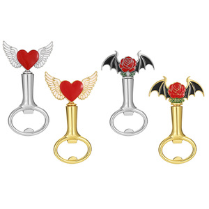 Abridor de botellas de San Valentín, serie de aleación de zinc con forma de llave, diseño de alas y rosa, para regalo de fiesta - Product Image 5