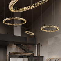 Lustre en cuivre de luxe pour salon, luminaire circulaire pour restaurant, chambre à coucher, bar, hôtel, villa, escalier