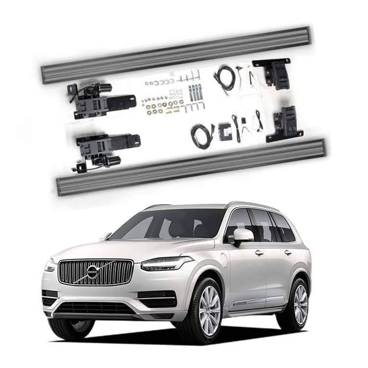 ボルボXC90用防錆鉄材折りたたみ式LEDライトクワイエットカーパワー電動ステップボードフットペダルサイドランニングボード