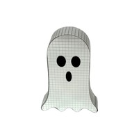 Figurines fantômes Halloween rose argenté effet miroir, ornements de table en plastique imprimés en typographie, mignons et scintillants pour la maison et les fêtes
