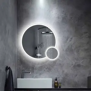 カスタマイズされたツイン照明不規則なledセンサータッチウォールミラー装飾的な浴室の虚栄心ガラスウォールミラー