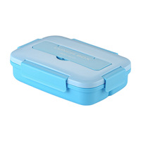 Boîte à lunch rectangulaire en plastique à trois compartiments de style étudiant japonais, avec couvercle, compatible micro-ondes et résistante à la chaleur