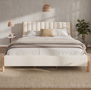 Vente en gros Cadre de lit King Size de luxe Tête de lit en tissu Lit de rangement réglable écologique Lit moustiquaire en bois rembourré moderne - Product Image 2