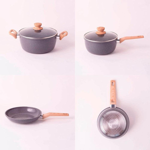 High Quality 9-Piece Aluminum Alloy Non-Stick Cooking <b>Pots</b> Glass Lids Soft Touch Handles Forged Ceramic <b>Induction</b> Cookware Set - Product Image 4
