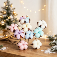 Bouquet de fleurs artificielles colorées à tige unique en coton, fleurs séchées et préservées, pour Noël, décoration de maison et de mariage, vente en gros