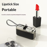 Mini batterie externe Li-Polymère 10000mAh 22.5W/20W à charge rapide, format rouge à lèvres, avec câble intégré et écran LED
