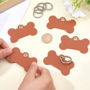 Personalized Pu Leather Pets <b>Tags</b> Pet Name Phone Number Keychain Pendants Cute Bone Shape Design <b>Dog</b> Sign - Product Image 3