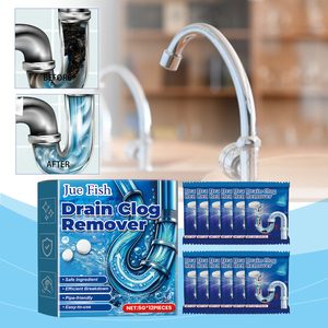 Jue Fish Venta al por Mayor, Paquete de 12 Unidades, Polvo Desatascador para Fregaderos y Drenajes, Elimina Olores y Desobstruye Tuberías - Product Image 3