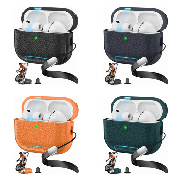 2026 Shockproof Anti-Lost Lanyard Keychain for Apple Airpods 4gen case  Wholesale Leather case air Pods Pro 3rd Generation
