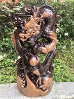 Personnalisé Noir Bois De Santal Dragon Phoenix Statue Chinois Traditionnel Feng Shui Sculpture pour Bonne Maison Meubles Salon