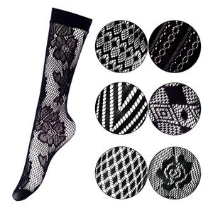 הסיטונאי מותאם אישית עשוי נשים ניילון זגוגית הברך סקסי רשת גבוהה שחור רשת דייגים גרביים דק שקוף גרביים - Product Image 2