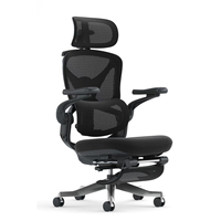 Chaise de bureau ergonomique en maille de nylon avec siège rembourré, appui-tête 5D, accoudoirs 5D en PU, repose-pieds rétractable à double tige pour bureau à domicile