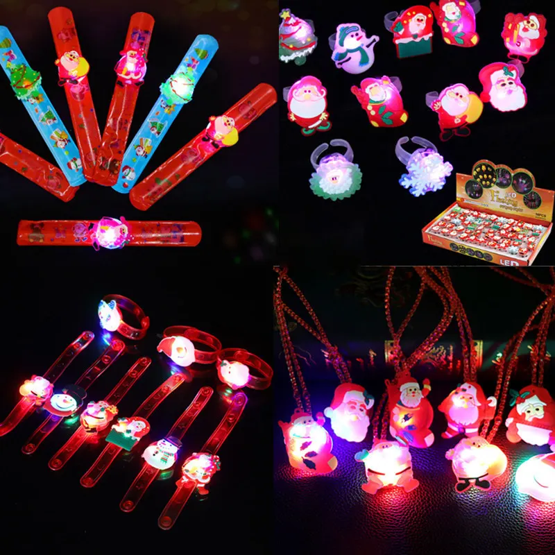 חג המולד זוהר טבעת LED אצבע אור מהבהב למחוא צמיד שרשרת מתנה לילדים סיכה אמצע חג המולד צעצוע LED אצבע אור