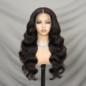 Perruques Body Wave en Cheveux Humains Densité 300, Vente en Gros par Fournisseur, Perruque Naturelle en Cheveux Bruts DH Lace Front 13x4 Double Draw pour Femmes Noires - Product Image 1