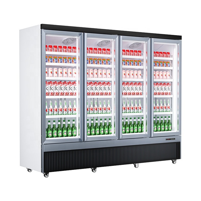 4 Doors Cold Drinks Refrigerator Commercial Air Cooling Supermarket Application Wine & Beverage Cooler