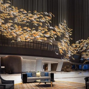 Lustre en verre cristal doré BGST Factory, décoration artistique moderne, <span class=keywords><strong>grand</strong></span> luminaire suspendu pour installation au plafond, salon, hôtel - Product Image 2