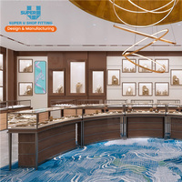 Vitrine de présentation de bijoux LED de luxe moderne et personnalisée, comptoir de présentation de bijoux en verre rond pour boutique de détail