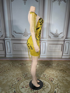 Novance <span class=keywords><strong>prom</strong></span> Dresses 2023 lấp lánh gương Sequins đá Bling tua Vàng ăn mặc Mini Evening Gown DRESS thanh lịch cho <span class=keywords><strong>prom</strong></span> - Product Image 3