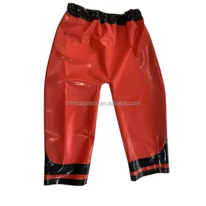 Sexy Latex Red and Black Latex Shorts Unisex Pants Elastic Latex Rubber Trousers OEM ODM