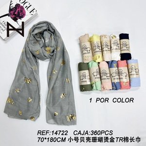 Sciarpa Lunga in Cotone TR Angelina 70x180cm con Stampa a Caldo Corallo a Conchiglia, Sciarpe Lavorate a Maglia - Product Image 2