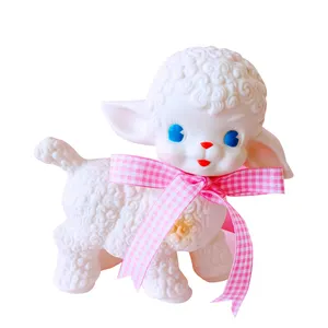 Sales hot doll fashion vintage rubber leather bow lamb doll holiday gift home decoration