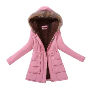 新款冬季外套女式棉绒连帽夹克中号休闲派克大衣厚加大码XXXL被子雪外套长