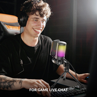 Microphone de bureau professionnel à condensateur RGB USB Type-C pour ordinateur, idéal pour le streaming en direct et l'enregistrement
