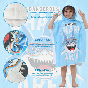 Serviette <span class=keywords><strong>de</strong></span> <span class=keywords><strong>bain</strong></span> et <span class=keywords><strong>de</strong></span> plage à capuche personnalisée pour enfants, motif dessin animé, séchage rapide, antimicrobienne, en microfibre imprimée - Product Image 5