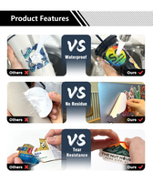 Hoja de Pegatinas Transparentes de Anime para Promoción Minorista y Decoración de Marca, Material de Vinilo Transparente, Adhesivo, Impresión Personalizada