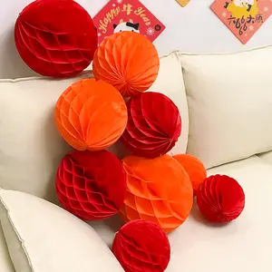 Joyeux Saint Valentin Bannière Coeur Guirlande Nid D'abeille Ensemble pour la Saint Valentin Fête De Mariage Décor Papier Nouvel An