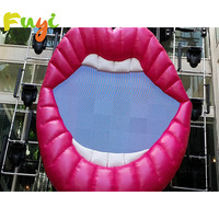 Modèle de lèvres rouges gonflables géantes personnalisables pour la promotion d'événements et la décoration de cabine DJ - Imperméable, durable, installation facile