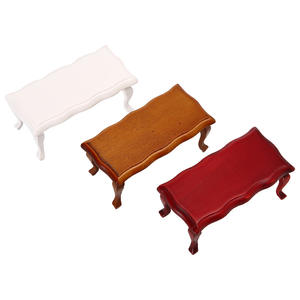 Accesorios para muebles de casa de muñecas a escala 1:12, modelo en miniatura de madera de tres colores, accesorios de escena, mesa de centro de superficie curva, muñeca - Product Image 1