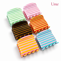 Mini pince à cheveux carrée en acétate rayée personnalisée Ume 4,8 cm, pinces à cheveux colorées pour femmes, accessoires de mode en gros, OEM
