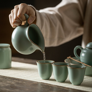 Juego de tazas de porcelana Tianqing Ru Kiln Fairness Cup, redondas, sin tapa, para té Kung Fu - Product Image 4